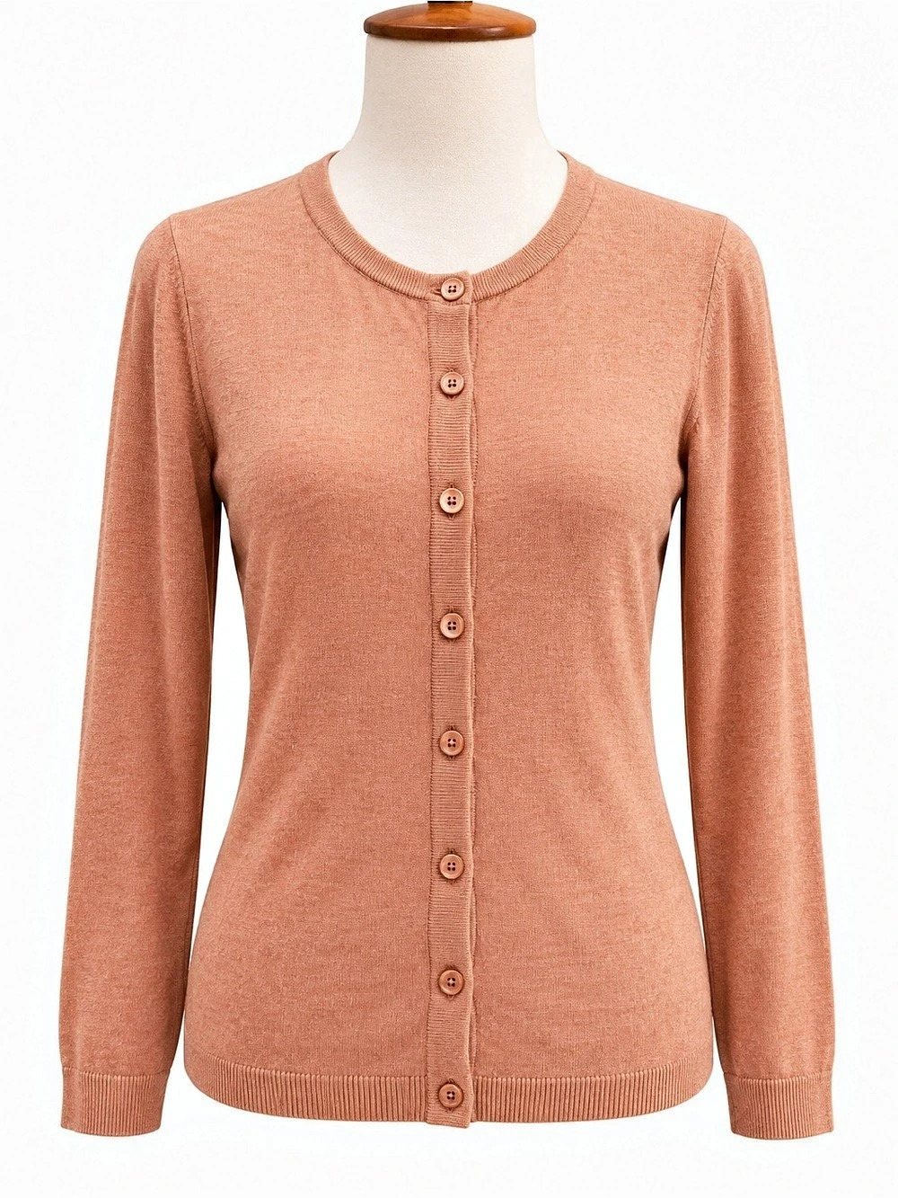 Talbots Charming Cardigan Petite Button-Front Brown Small Cotton Tencel Blend